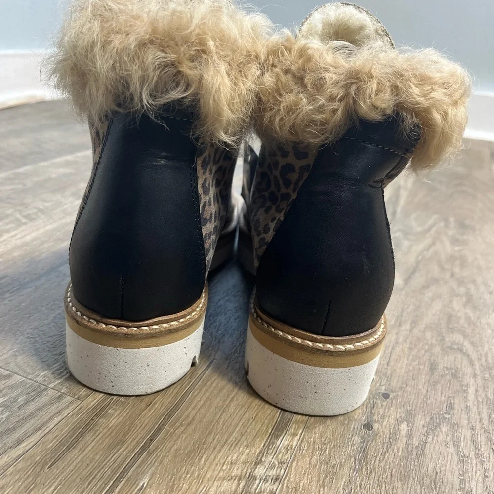 Montelliana 1965 Animal Print Mutton Sheep Hair Leather Boots